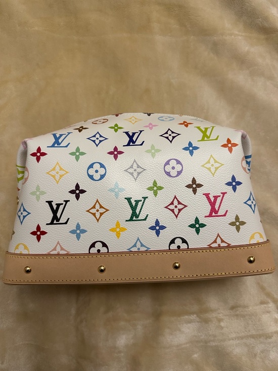 Louis Vuitton Handbags - Louis Vuitton White Multicolor Monogram Cosmetic Pouch with Natural Leather Trim
